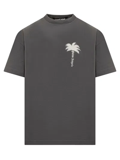 Shop Palm Angels T-shirt With The Palm Logo In Grey