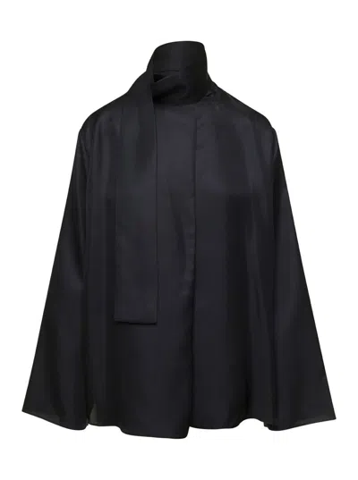 Shop Rohe Shirt With Sash In Silk Woman In Black