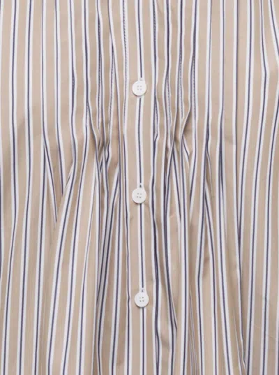 Shop Alberta Ferretti Beige Striped Poplin Shirt In Cotton Woman