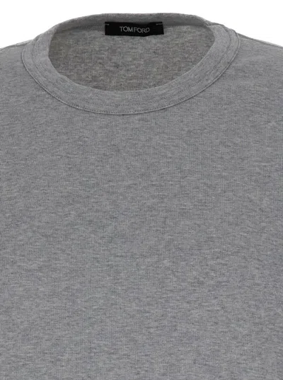Shop Tom Ford Grey Crew Neck T-shirt In Cotton Stretch Man