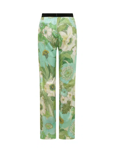 Shop Tom Ford Pants With Floral Decoration In Green