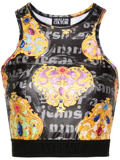 Shop Versace Jeans Couture Top With Print In Multicolour