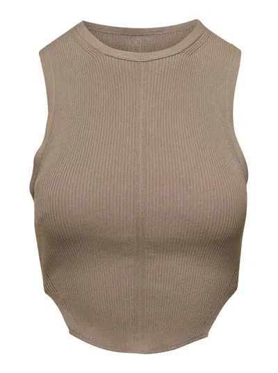 Shop Philosophy Di Lorenzo Serafini Beige Knit Top With Charm And Open Back In Viscose Woman In Green