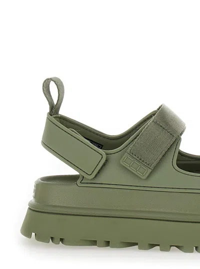Shop Ugg Green Sandals With Logo And Platform In Rubber Woman
