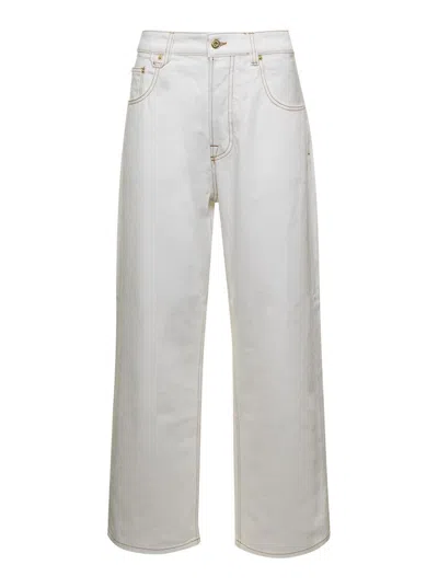Shop Jacquemus White 'la De Nîmes' Oversize Jeans In Cotton Woman
