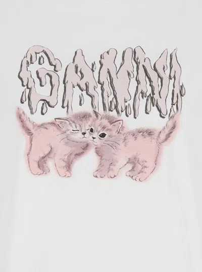 Shop Ganni White Basic Jersey Cats Relaxed T-shirt In Cotton Woman
