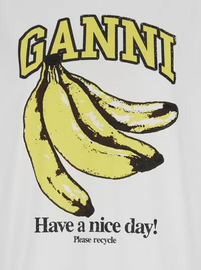 Shop Ganni White Basic Jersey Banana Relaxed T-shirt In Cotton Woman