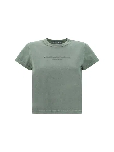 Shop Alexander Wang T-shirts In Acid Smoke Green