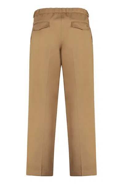 Shop Gucci Cotton Trousers In Beige