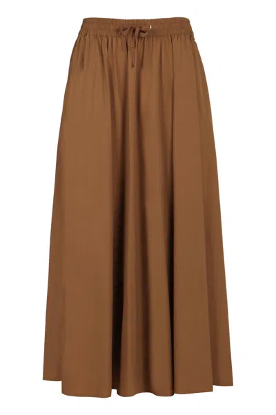 Shop Herno Pleated Skirt In Camel