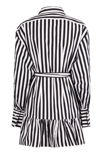 Shop Patou Striped Cotton Shirtdress In Black