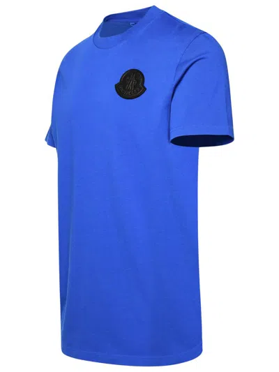 Shop Moncler Blue Cotton T-shirt