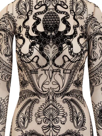 Shop Etro Dress With Octopus Pattern In Brown