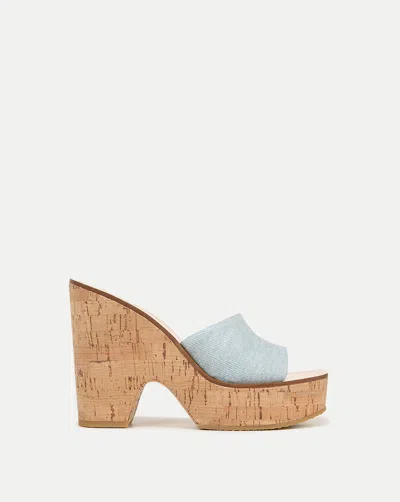 Veronica Beard Paulita Cork Platform Slide Sandals In Blue