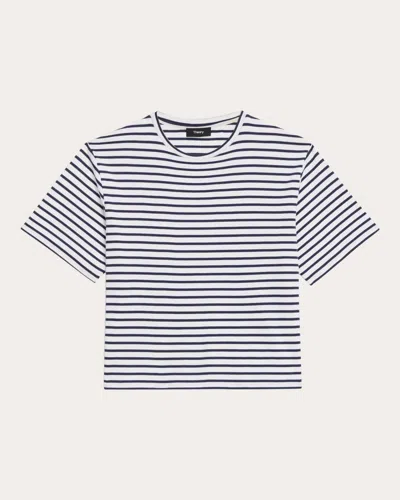 Shop Theory Women's Striped Boxy T-shirt In Blue
