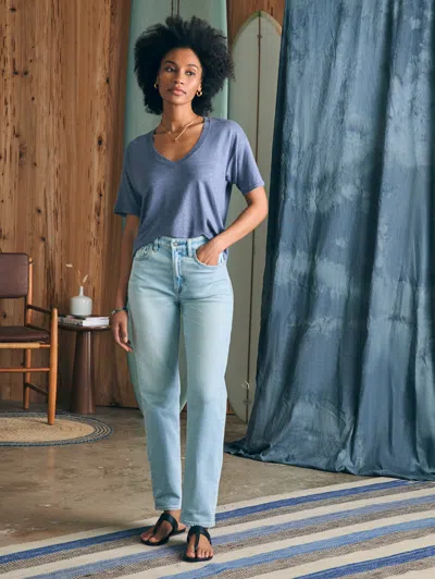 Faherty Oceanside Linen V-neck T-shirt In Folkstone