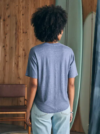 Faherty Oceanside Linen V-neck T-shirt In Folkstone
