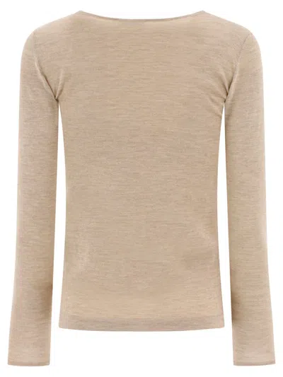 Shop Brunello Cucinelli Cashmere And Silk Sparkling Lightweight Sweater In Beige
