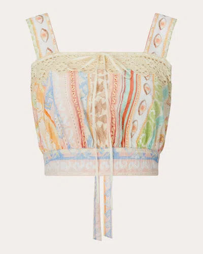 Shop Hayley Menzies Women's Broderie Anglaise Bow Cami Top In Dancing Girls - Pastel Multi