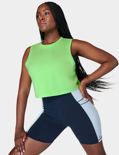 Shop Sweaty Betty Breathe Easy Crop Muscle Vest In Green