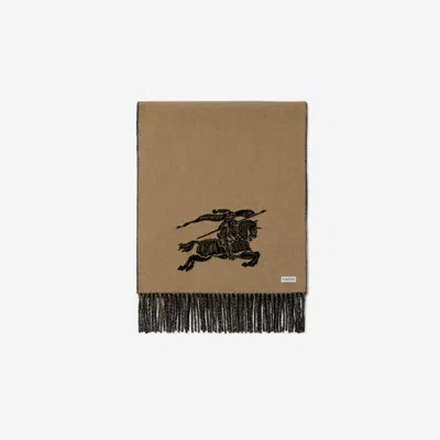 Shop Burberry Cashmere Reversible Scarf In Camel/black