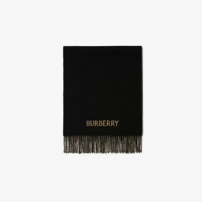 Shop Burberry Cashmere Reversible Scarf In Camel/black