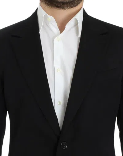 Shop Dolce & Gabbana Elegant Slim Fit Black Wool Men's Blazer