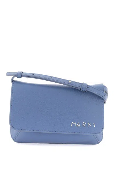 Shop Marni Flap Trunk Shoulder Bag With In Blue