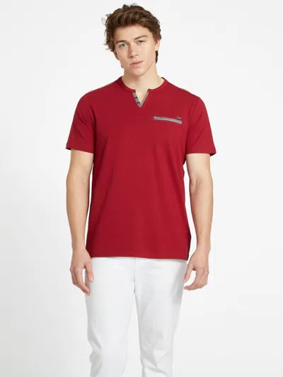 Shop Guess Factory Mason Pocket Henley Tee In Red