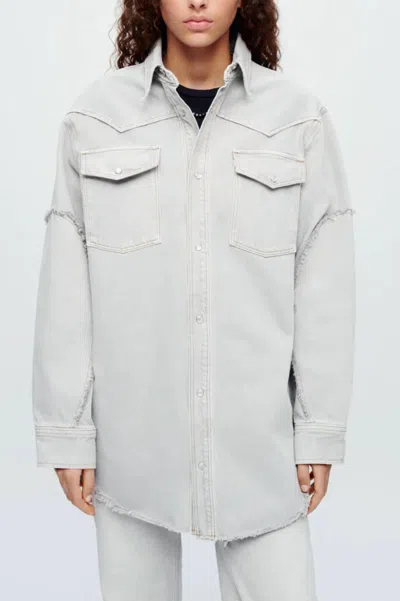 Shop Re/done Oversized Shirt Jacket In Greyish In Multi