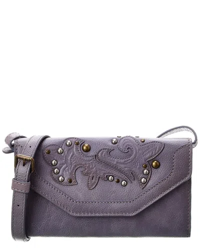 Shop Frye Montana Leather Wallet Crossbody In Purple