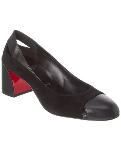 Shop Christian Louboutin Miss Duvette 55 Suede & Leather Pump In Black