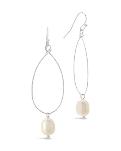 Sterling Forever Rhodium Plated 10mm Pearl Teardrop Dangle Earrings In Silver