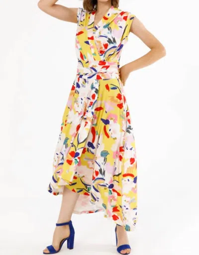 Shop Isle By Melis Kozan Tokyo Maxi Dress In Yellow Floral In Multi