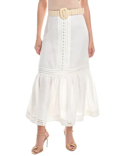 Shop Zimmermann Jude Linen Midi Skirt In White