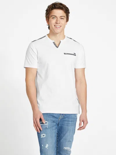 Shop Guess Factory Mason Pocket Henley Tee In White