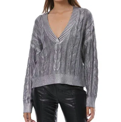 Shop Young Fabulous & Broke Ellery Cable Sweater In Coal In Grey