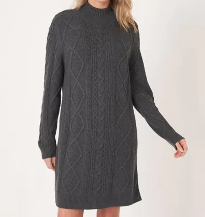 Shop Repeat Cashmere Cable Neck Wool Sweater Dress In Dark Grey