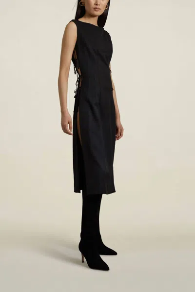 Shop Kallmeyer Elizabeth Tropical Wool Vest Dress In Black