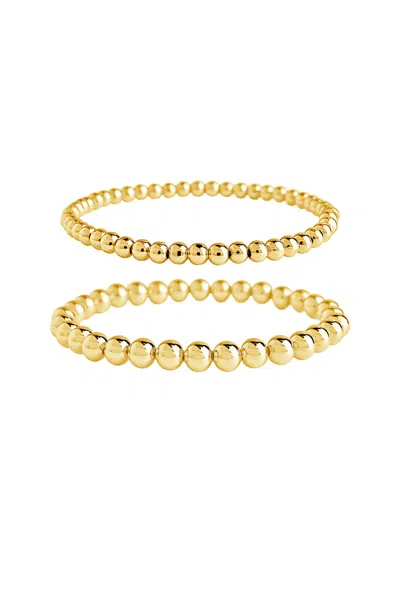 Sterling Forever Beaded Stretch Bracelet Sets Bd-set-3-g In Pink