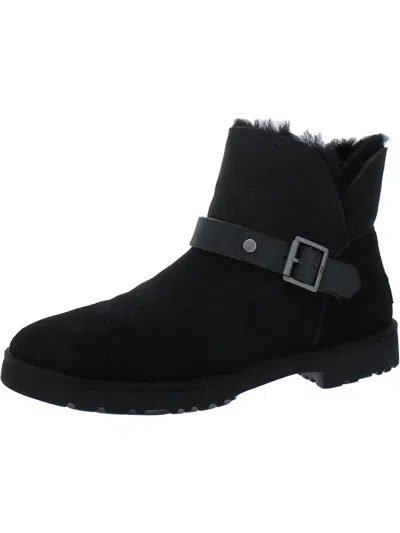 Shop Ugg Romely Womens Suede Winter Shearling Boots In Black
