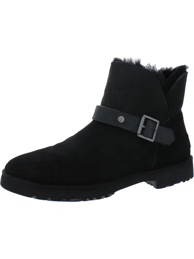 Ugg Romely Suede Buckle Classic Ankle Boots In Black