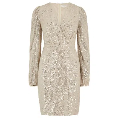 Apricot Sequin X-over Bodycon Dress In Champagne In White