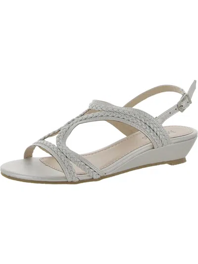 Shop Masseys Krissie Womens Slip On Dressy Wedge Sandals In Silver
