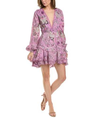 Shop Hemant & Nandita Ruffle Mini Dress In Purple