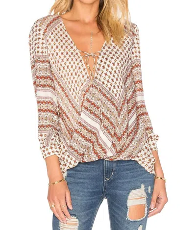 Derek Lam 10 Crosby Drape Front Top Blouse In Multi In Multi