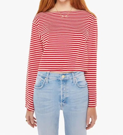 Shop Mother The Skipper Bell Long Sleeve Tee In Red/nat In Multi