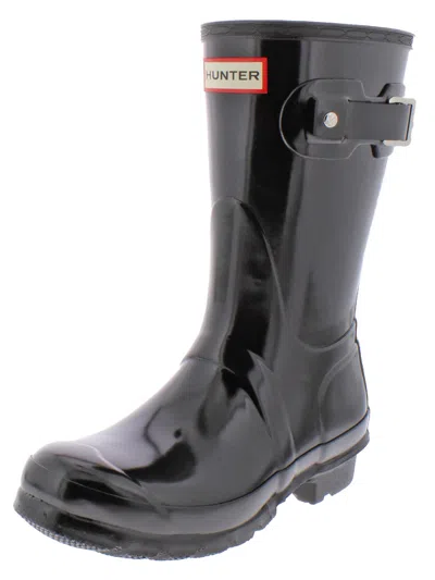 Shop Hunter Original Short Gloss Womens Rubber Mid-calf Rain Boots In Black