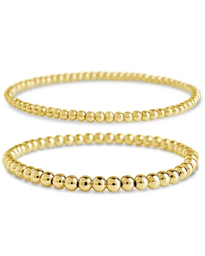 Shop Sterling Forever Beaded Stretch Bracelet Sets[3mm/4mm/gold] - Gold In Pink