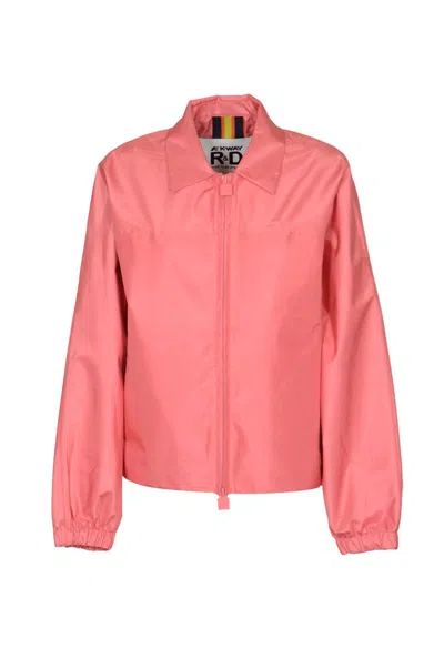 Shop K-way R&d Coats In Pink Camelia